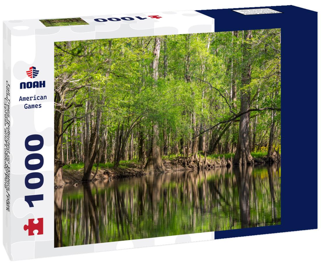 Noah Jigsaw Puzzle Tall Trees Reflected on Waters Edge, Cedar Creek Congaree National Park, Cypress and Loblolly Pine 1000 Pieces