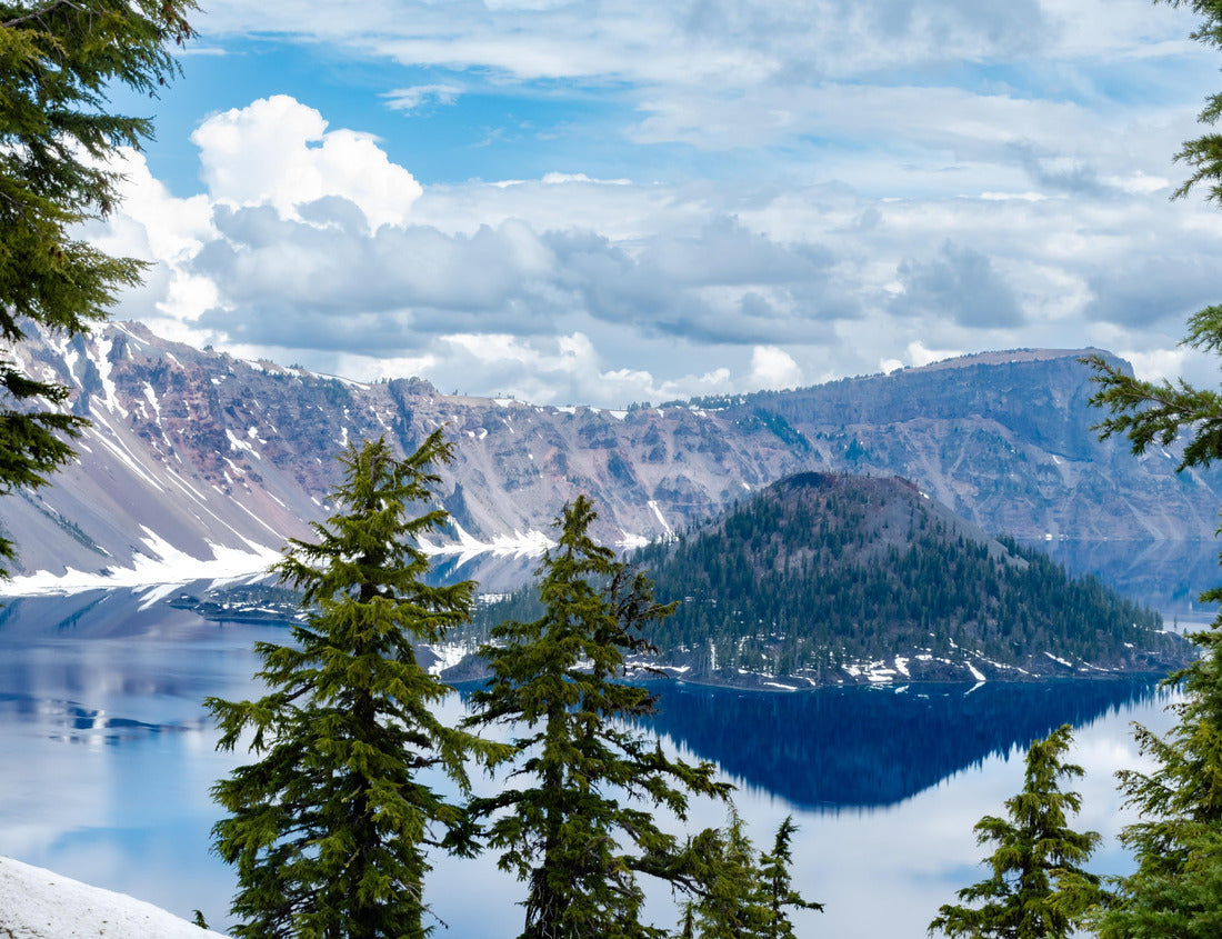 Noah Jigsaw Puzzle View through the pine trees into the deep blue waters of the Caldera of Crater Lake in Oregon 1000 Pieces