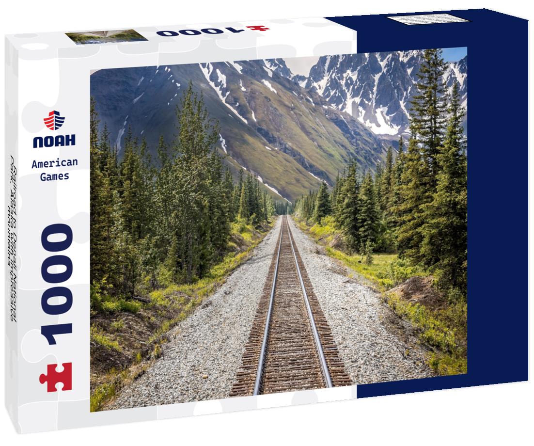 Noah Jigsaw Puzzle Railroad to Denali National Park, Alaska with impressive mountains 1000 Pieces