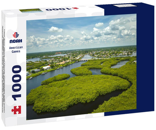 Noah Jigsaw Puzzle View from above of Florida everglades with green vegetation between ocean water inlets. Natural habitat of many tropical species in wetlands 1000 Pieces