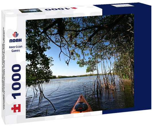 Noah Jigsaw Puzzle Orange kayak on Nine Mile Pond in Everglades National Park, Florida on sunny autumn afternoon amidst reeds and mangroves 1000 Pieces