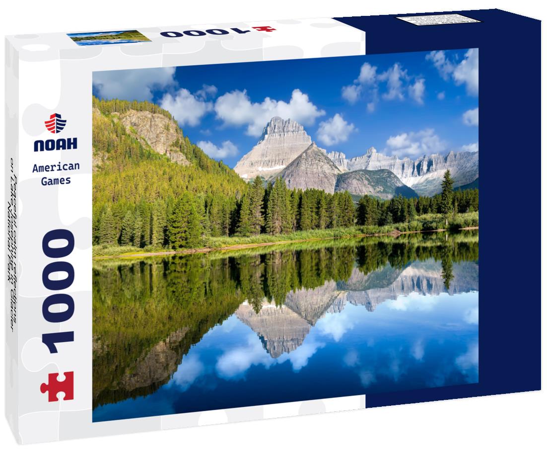 Noah Jigsaw Puzzle Peaceful calm reflections on Lake Josephine in Glacier National Park 1000 Pieces