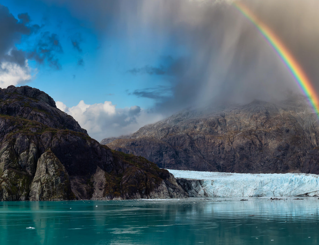 Noah Jigsaw Puzzle Beautiful Panoramic View of Margerie Glacier in the American Mountain Landscape on the Ocean Coast. Dramatic Sky with Rainbow Art Render. Glacier Bay National Park and Preserve, Alaska, USA 1000 Pieces