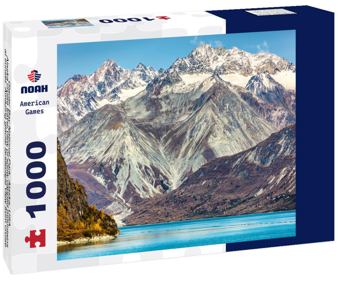 Noah Jigsaw Puzzle Glacier Bay National Park, Alaska, USA. Alaska cruise travel view of snow capped mountains at sunset. Amazing glacial landscape view from cruise ship vacation showing snowy mountain peaks 1000 Pieces
