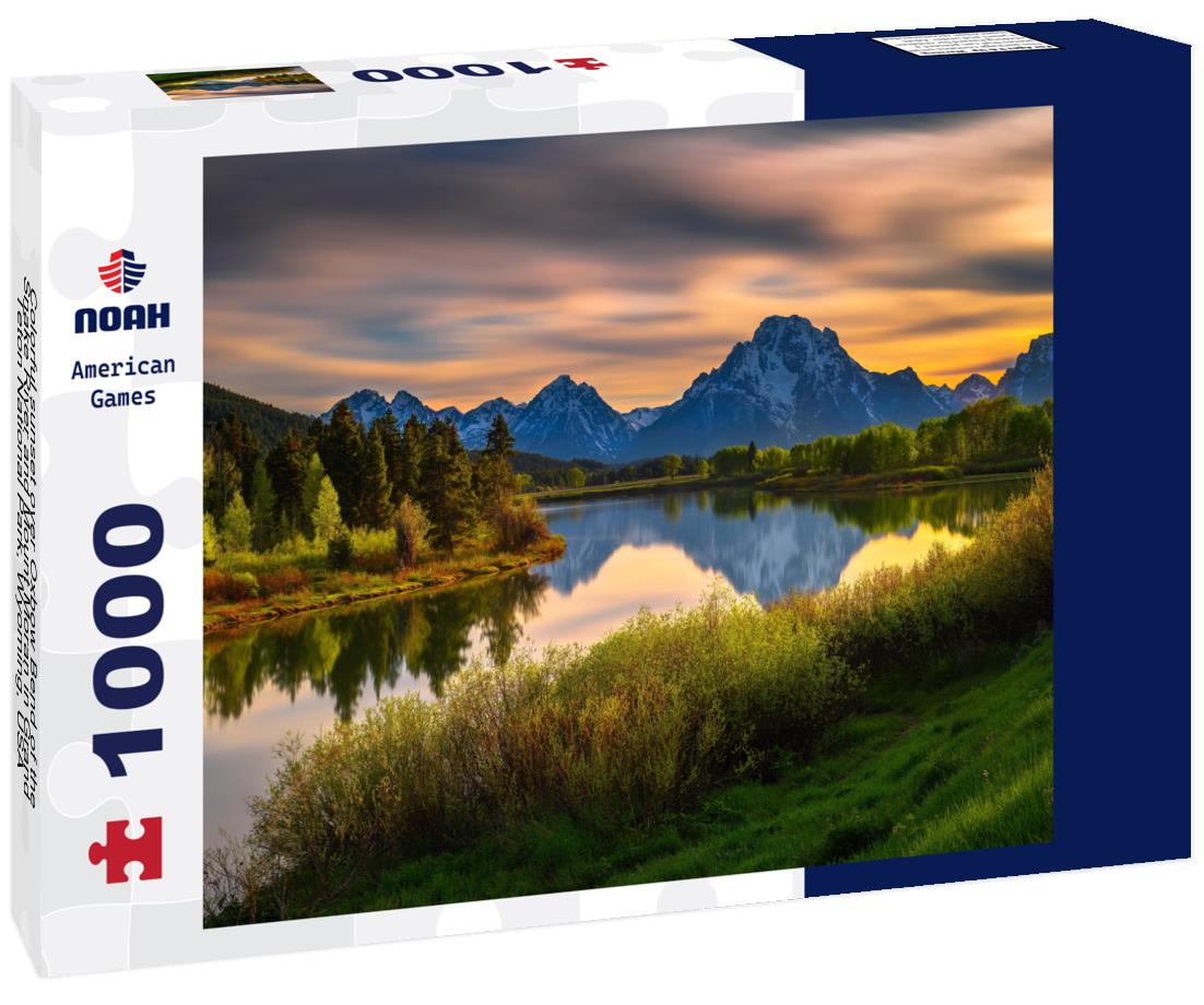 Noah Jigsaw Puzzle Colorful sunset over Oxbow Bend of the Snake River and Mount Moran in Grand Teton National Park, Wyoming, USA 1000 Pieces