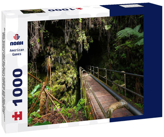 Noah Jigsaw Puzzle Bridge surrounded by ferns leading into the Thurston lava tube in the Kilauea crater in the Hawaiian Volcanoes National Park on the Big Island of Hawai'i in the Pacific Ocean 1000 Pieces