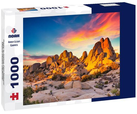 Noah Jigsaw Puzzle Rocks in Joshua Tree National Park illuminated by sunset, Mojave Desert, California 1000 Pieces