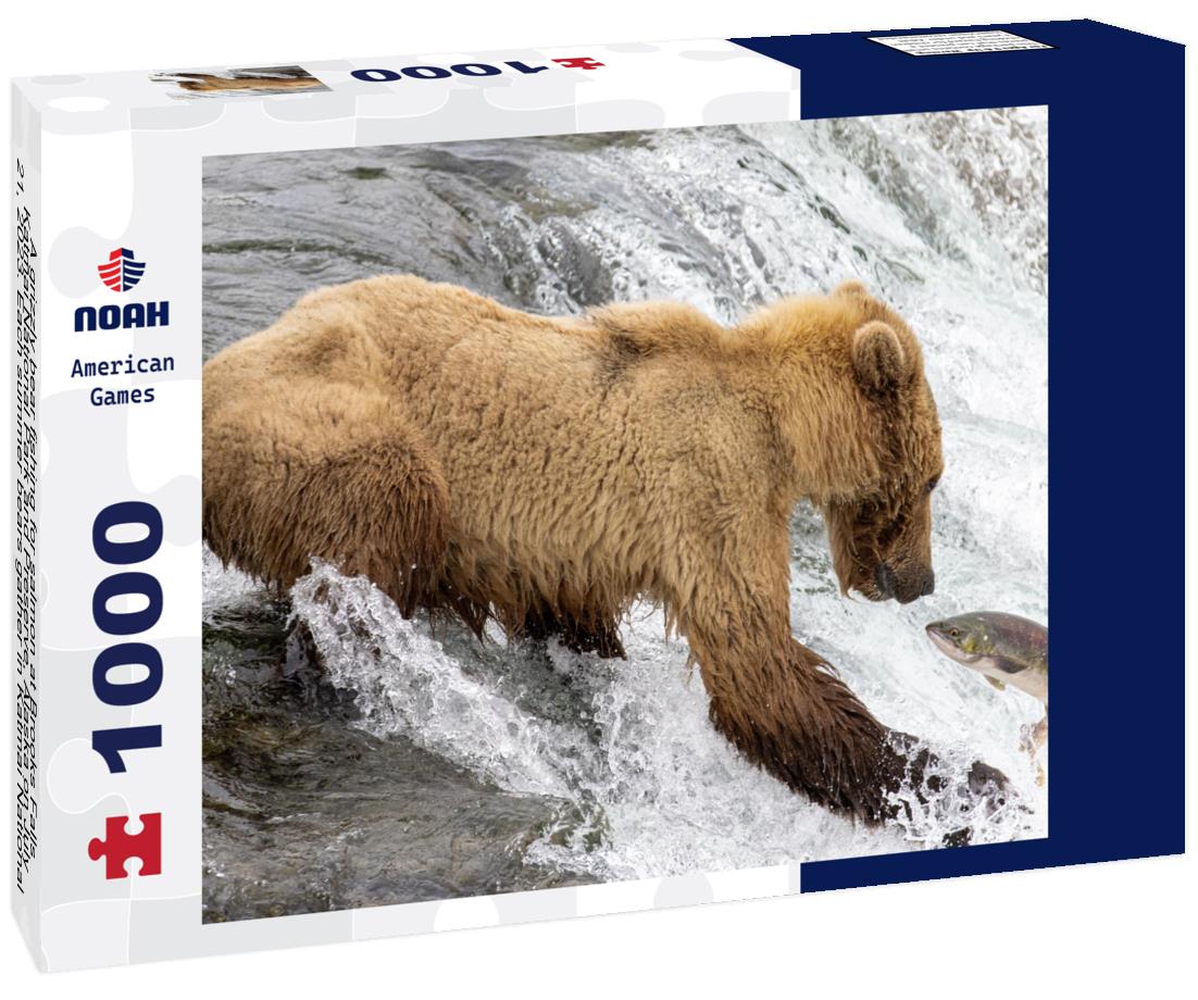 Noah Jigsaw Puzzle A grizzly bear fishing for salmon at Brooks Falls, Katmai National Park and Preserve, Alaska on July 21, 2023. Each summer bears gather in Katmai National Park to feed on the abundance of salmon 1000 Pieces