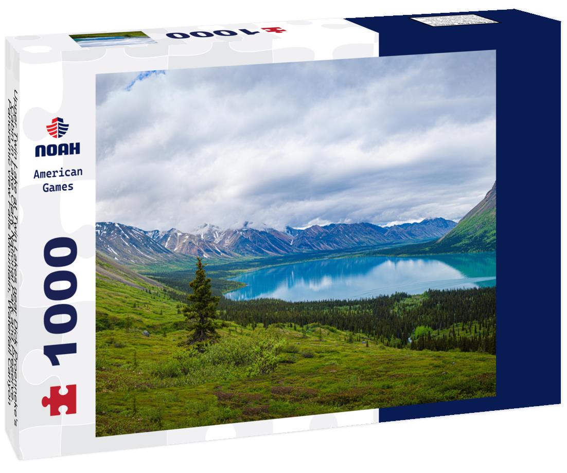 Noah Jigsaw Puzzle Upper Twin Lake at Twin Lakes near Dick Proenneke's Cabin in Lake Clark National Park and Preserve. Panoramic view Falls Mountain, Waterfall Canyon, Allen Mountain reflect in turquoise, glacial water 1000 Pieces