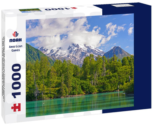 Noah Jigsaw Puzzle Glaciated Mt Redoubt Volcano Looming in the Distance over Crescent Lake in Lake Clark National Park in Alaska 1000 Pieces