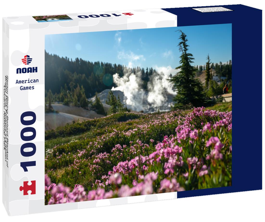 Noah Jigsaw Puzzle Steam Rising Behind Blanket of Bright Pink Flowers in Lassen Volcanic National Park 1000 Pieces