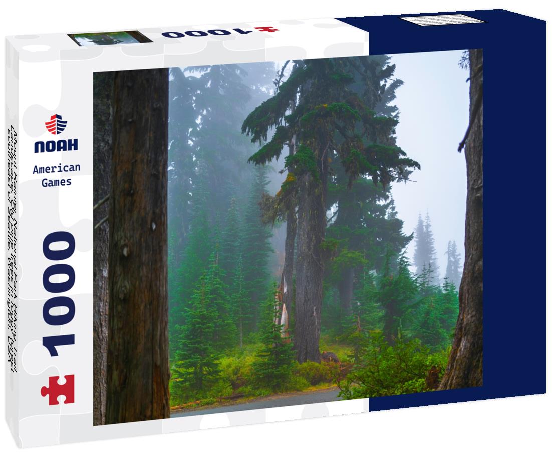Noah Jigsaw Puzzle Mount Rainier National Park Hiking Trail Landscape, Old pine trees in foggy forest, southeast of Seattle, Washington, USA 1000 Pieces