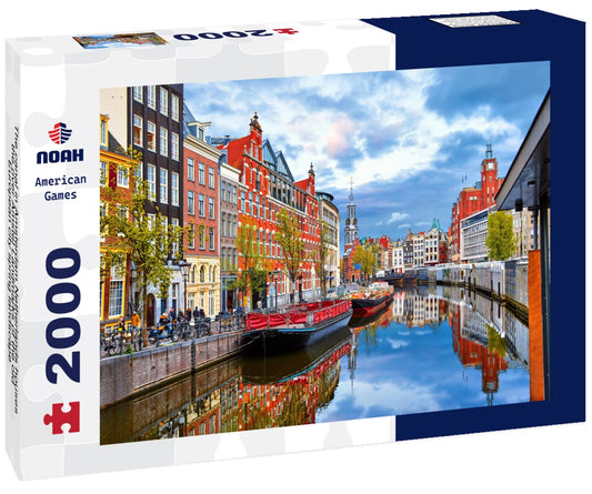 Noah Jigsaw Puzzle The canal in Amsterdam Netherlands houses the river Amstel Landmarks of the old European city spring landscape 2000 pieces