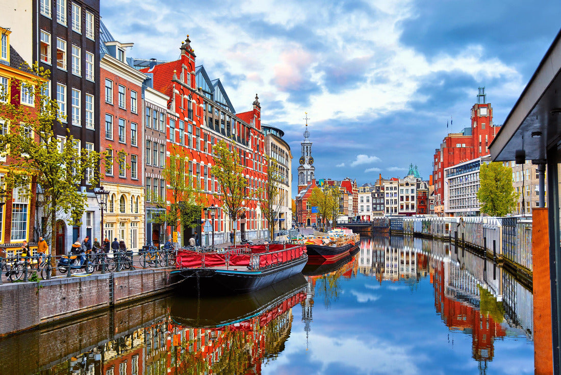 Noah Jigsaw Puzzle The canal in Amsterdam Netherlands houses the river Amstel Landmarks of the old European city spring landscape 2000 pieces