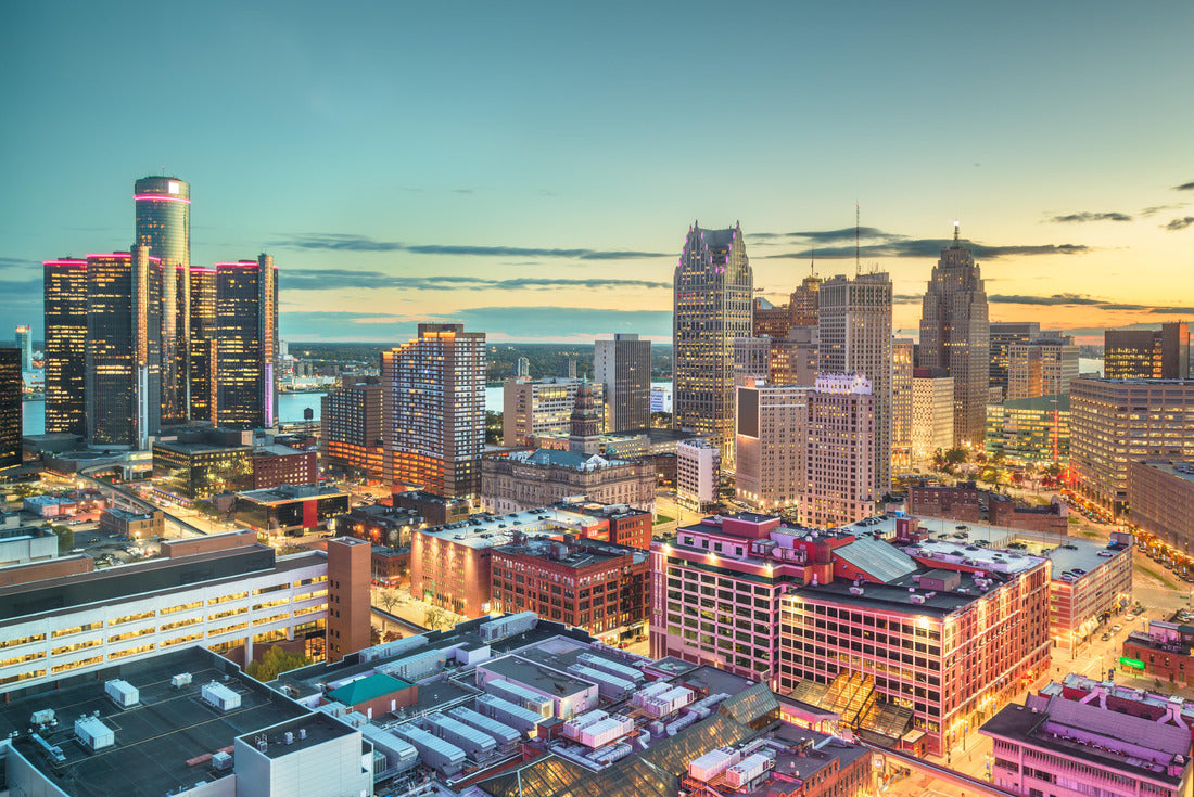 Downtown Detroit, Michigan, USA skyline from above at dusk 2000pc Puzzle