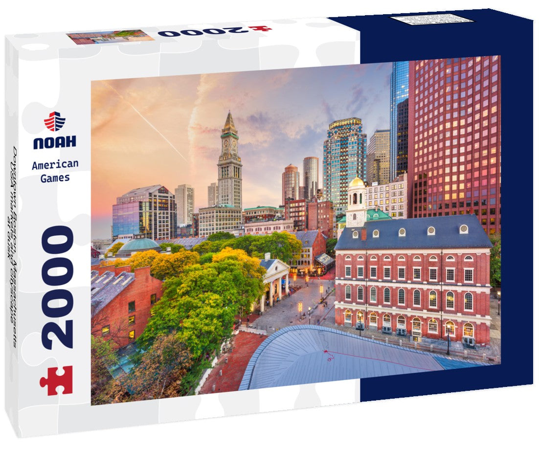 Downtown Boston, Massachusetts, USA markets and cityscape at dusk 2000pc Puzzle