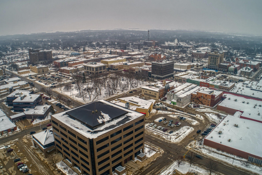 Aerial View of Downtown Mason City, Iowa on a dreary Winter Day 2000pc Puzzle