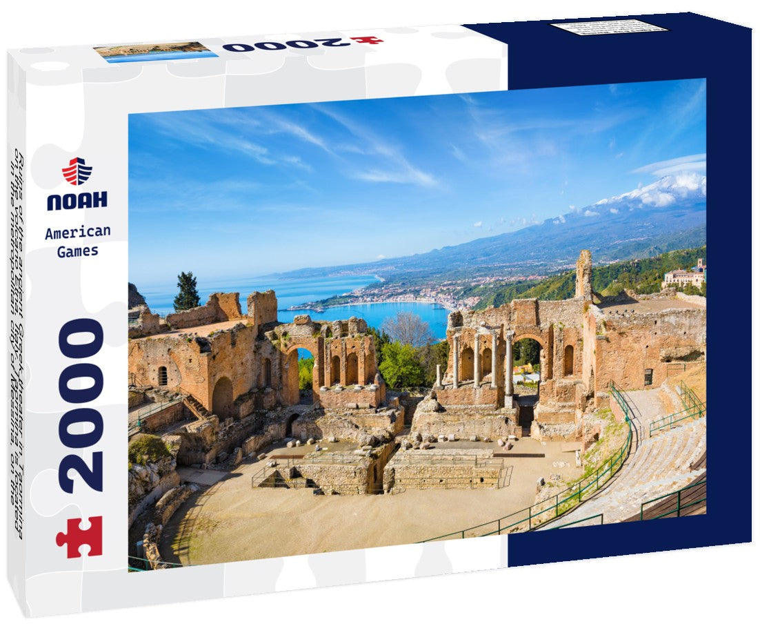 Ruins of the ancient Greek theater in Taormina on the volcano Etna, Italy. Taormina is located in the metropolitan city of Messina, on the east coast of the island of Sicily 2000pc Puzzle