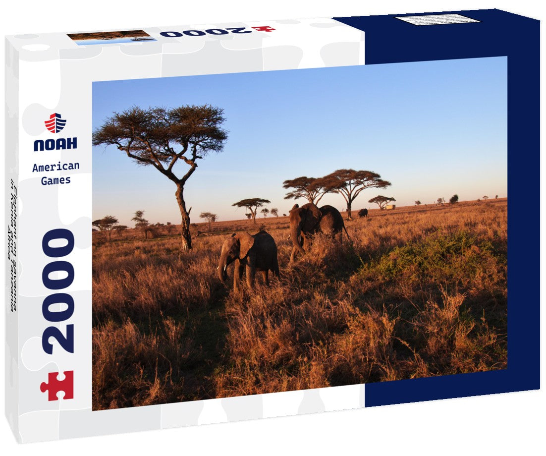 Noah Jigsaw Puzzle Elephant on savanna in Kenia and Tanzania, Africa 2000 pieces