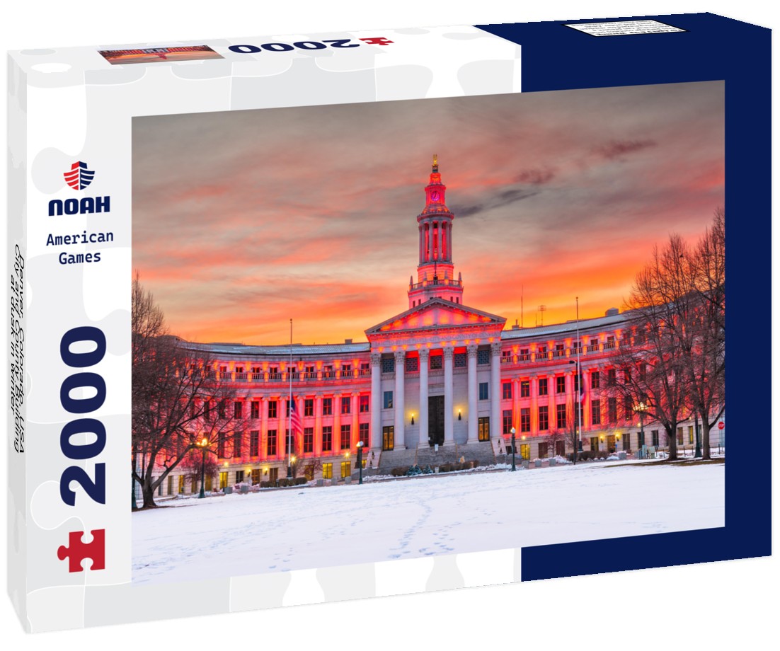 Denver, Colorado, USA City and County Building at dusk in winter 2000pc Puzzle