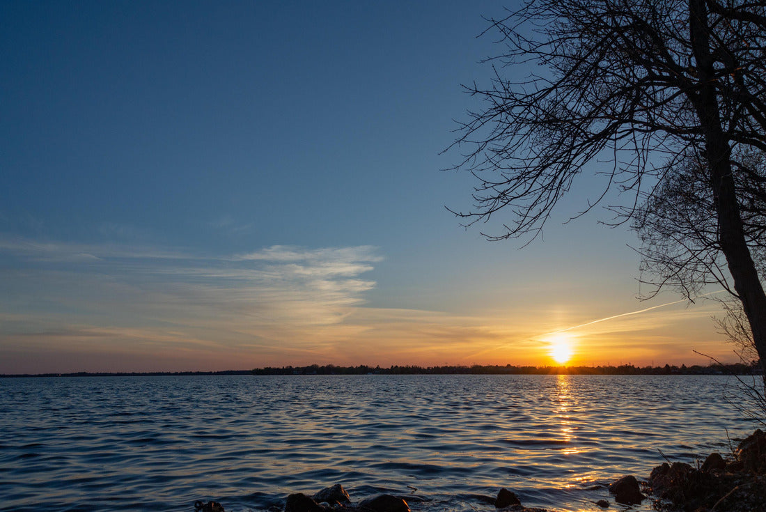 Noah Jigsaw Puzzle Sunset over lake Cadillac Michigan water golden glow sunrise 2000 pieces