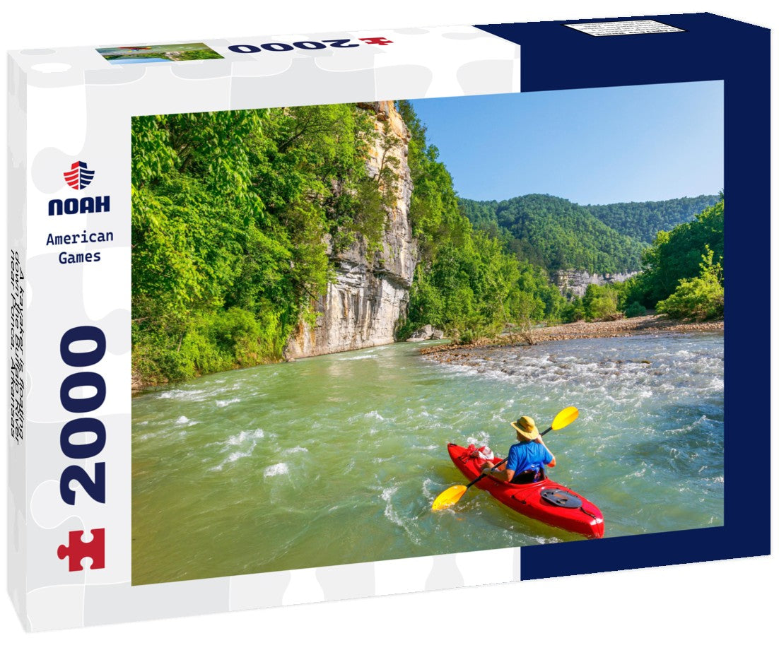A kayaker is floating down the Buffalo River near Ponca, Arkansas 2000pc Puzzle