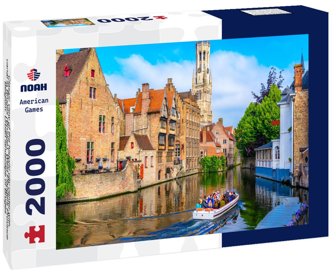 Classic view of the historic city center with canal in Bruges (Brugge), West Flanders Province, Belgium. Urban landscape of Bruges 2000pc Puzzle