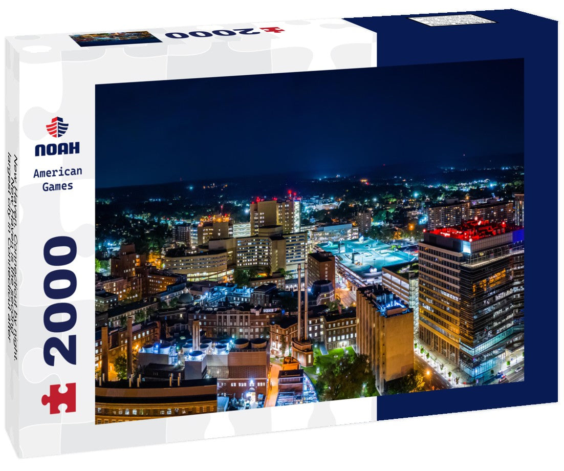 New Haven, Connecticut by night. New Haven is the second-largest city in Connecticut after Bridgeport 2000pc Puzzle