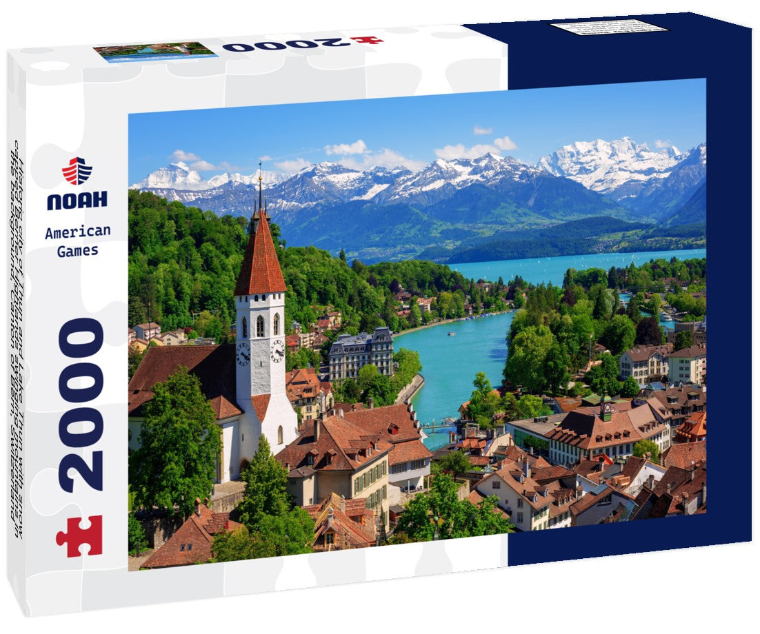 Noah Jigsaw Puzzle Historic city of Thun and Lake Thun with snow-capped Berner Highlands swinging mountains in the background, Canton of Bern, Switzerland 2000 pieces