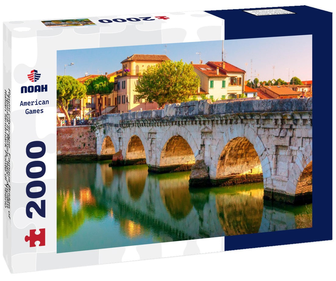 Rimini cityscape. Famous Bridge of Tiberius in Rimini, Italy. Ancient Italian landmark Ponte di Tiberio 2000pc Puzzle