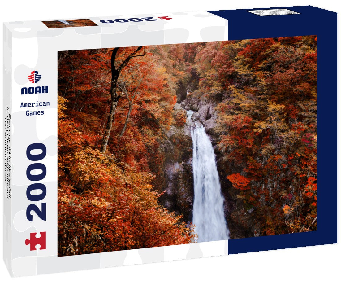 Noah Jigsaw Puzzle Famous Akiu Waterfall in Akiu Osen with vibrant red autumn forest, Sendai - Japan 2000 pieces