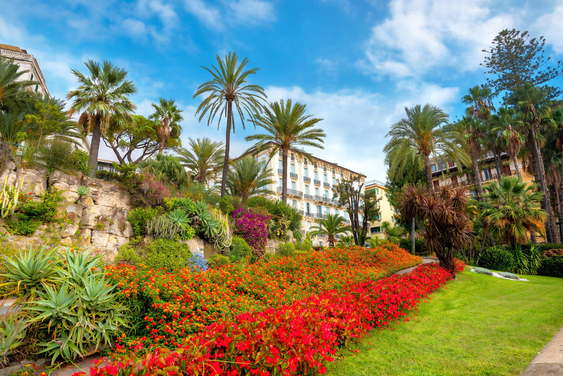 Street photo with colorful flowers Lawn of the coastal road in San Remo. Liguria, Italy 2000pc Puzzle