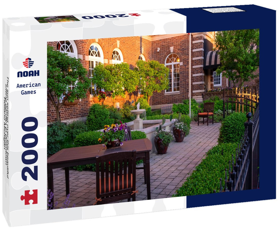 The sun setting over this beautiful sitting garden in downtown Holland Michigan 2000pc Puzzle