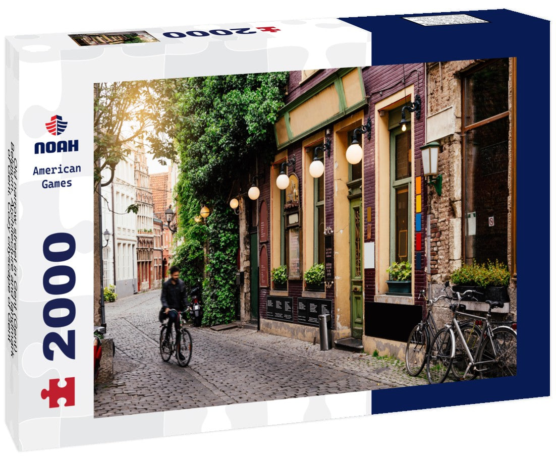 Old narrow street in Gent (Gent), Belgium. Architecture and landmark of Gent. Cozy cityscape of Gent 2000pc Puzzle