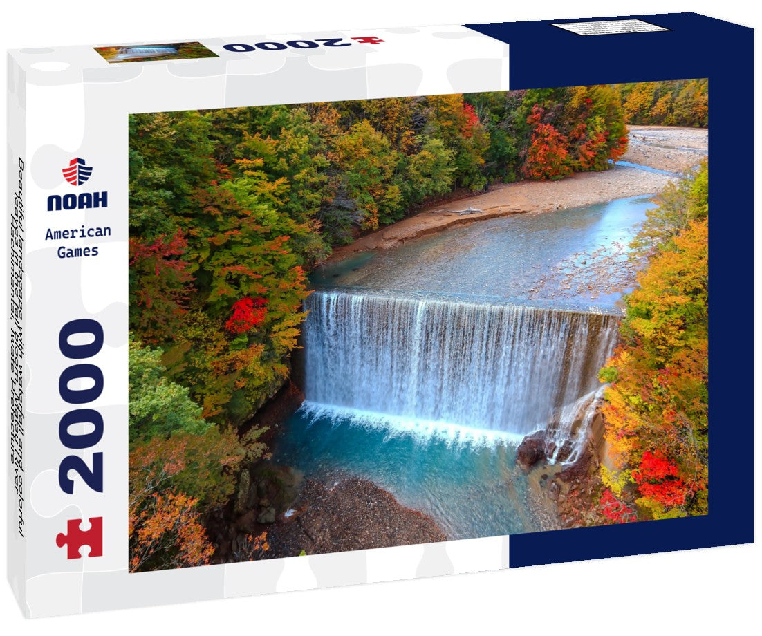 Beautiful landscape with waterfall and colorful leaves in the fall bloom. Matsu River, Hachimantai, Iwate Prefecture 2000pc Puzzle
