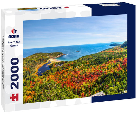 Noah Jigsaw Puzzle Panoramic view of the breathtaking fall colors and the blue water of the bay in Acadia National Park 2000 pieces
