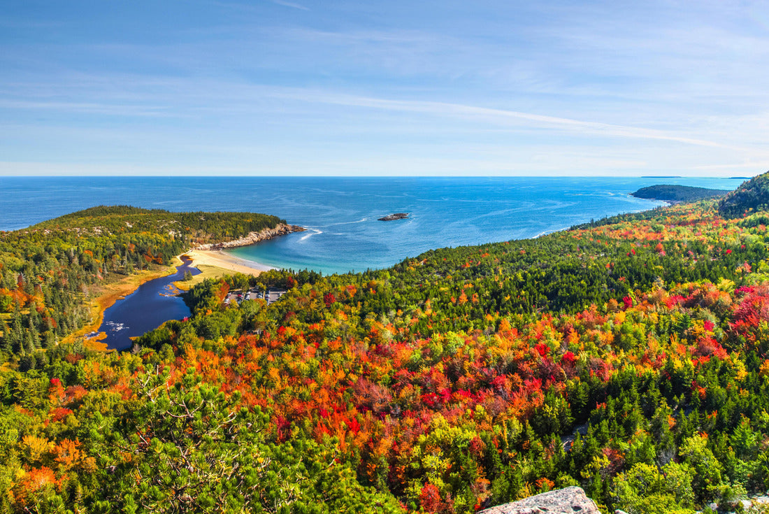 the breathtaking fall colors and the blue water of the bay in Acadia National Park 2000pc Puzzle