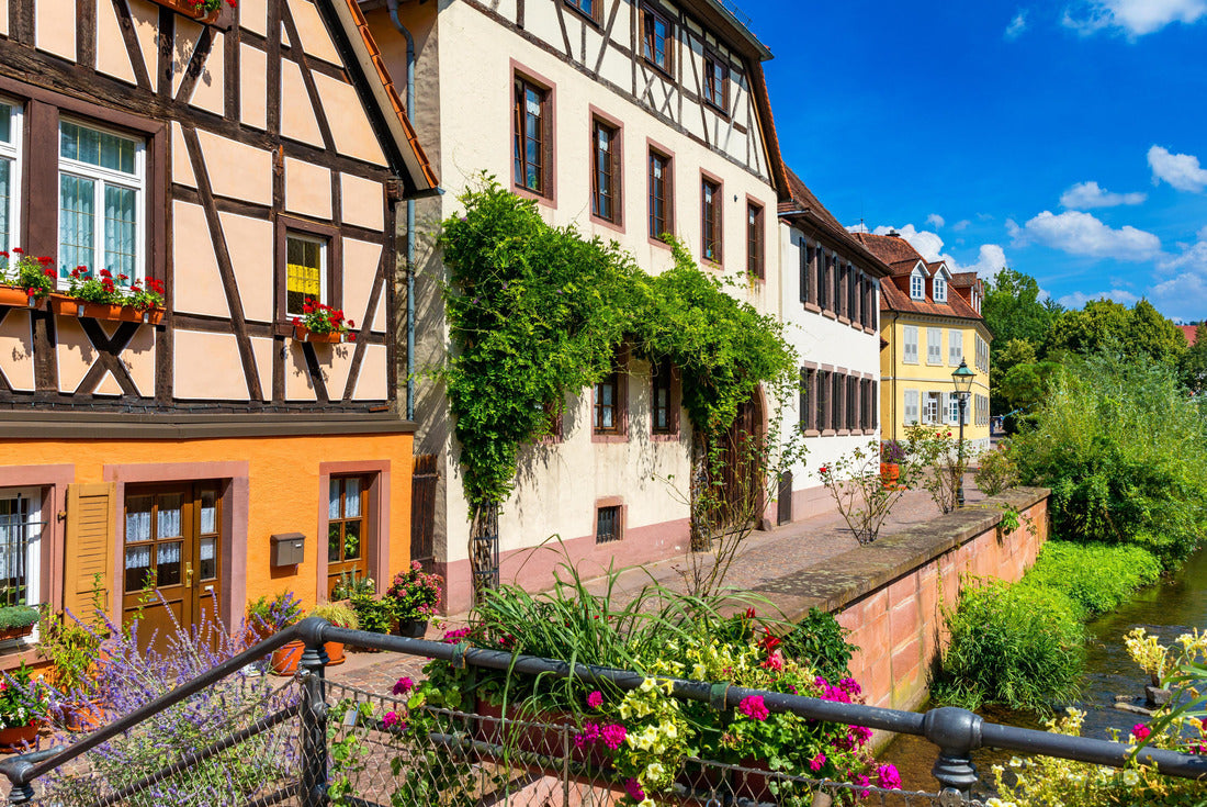 Old city of Ettlingen in Germany with a river and a church. View of a central district of Ettlingen, Germany, with a river and a bell tower of a church 2000pc Puzzle