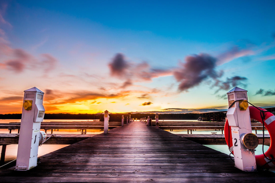 Sunset at Midway Marina, Fulton Mississippi A marina is a dock or basin with berths and associated facilities for yachts and small boats 2000pc Puzzle