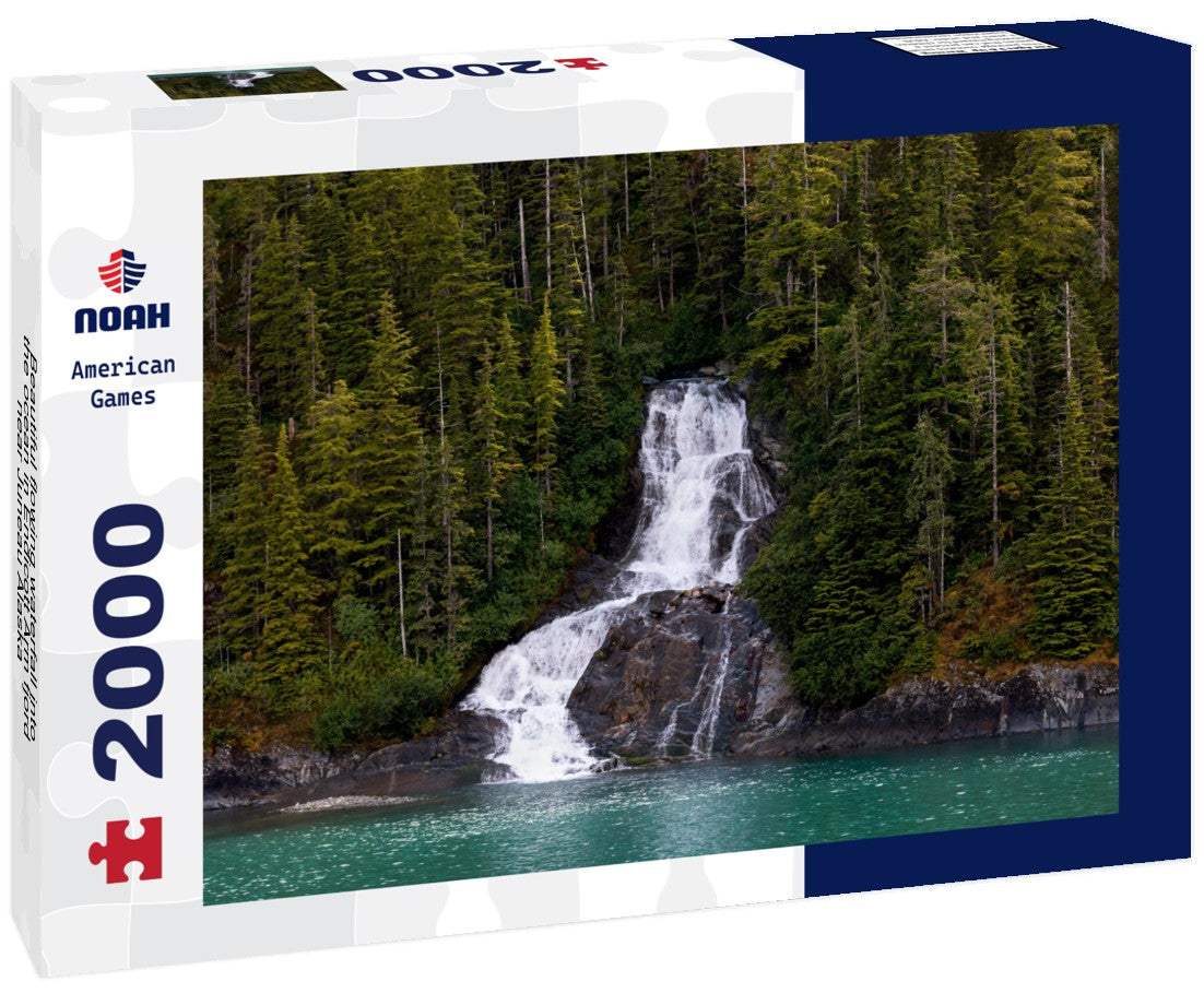 Beautiful flowing waterfall into the ocean in Endicott Arm fjord near Juneau Alaska 2000pc Puzzle