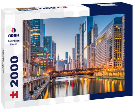 Noah Jigsaw Puzzle Chicago, Illinois, USA cityscape at river at dusk 2000 pieces