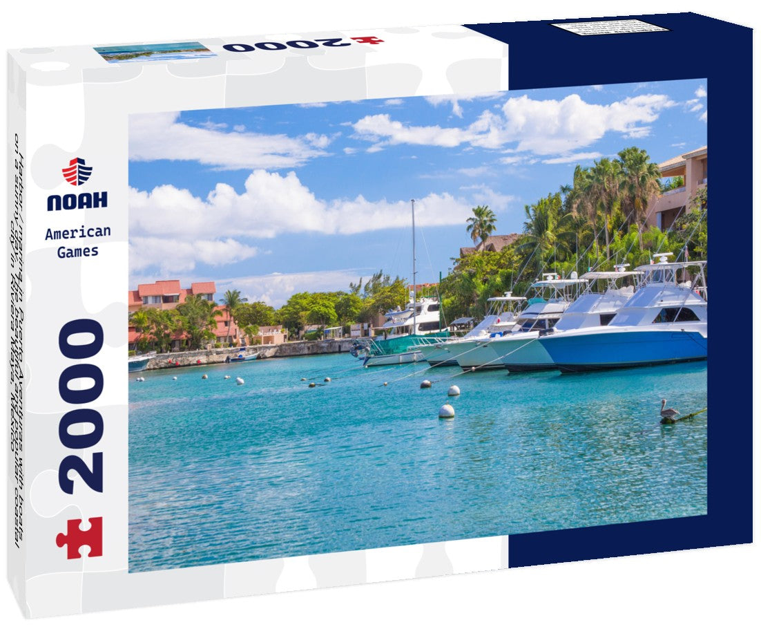 Harbor / marina in Puerto Aventuras with boats on a sunny day. The beautiful and popular coastal city in Riviera Maya, Mexico 2000pc Puzzle