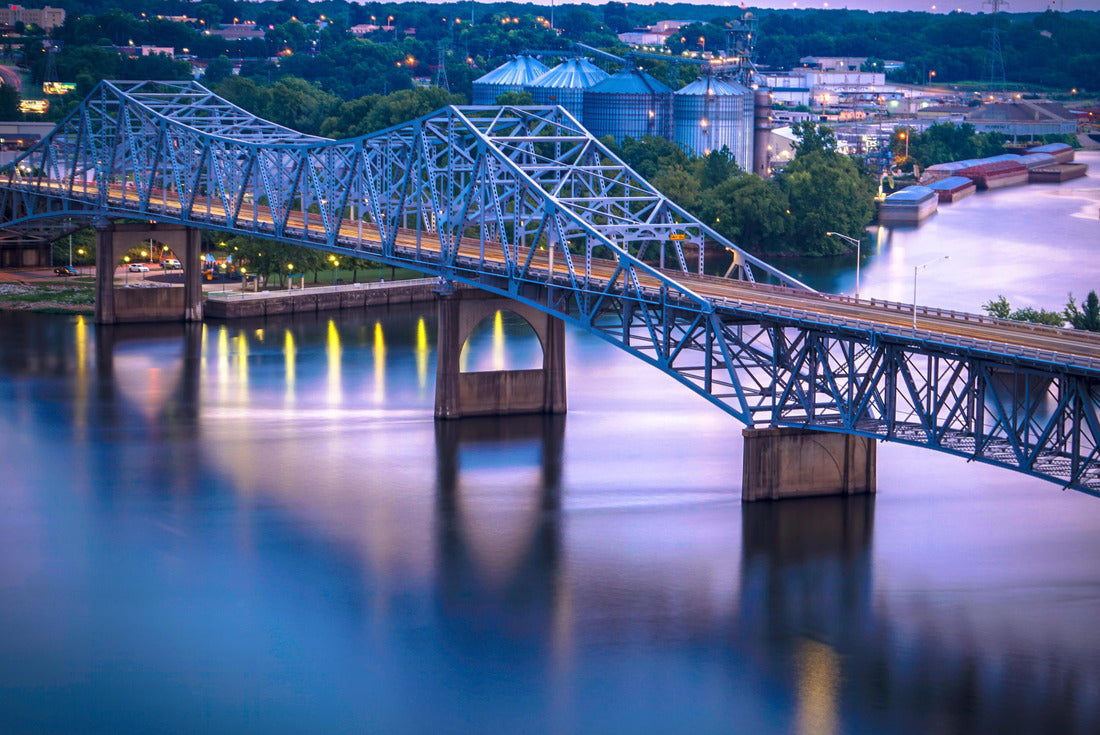O'Neal Bridge Night Time. O'Neal Bridge over the Tennessee River between Florence and Sheffield Alabama 2000pc Puzzle