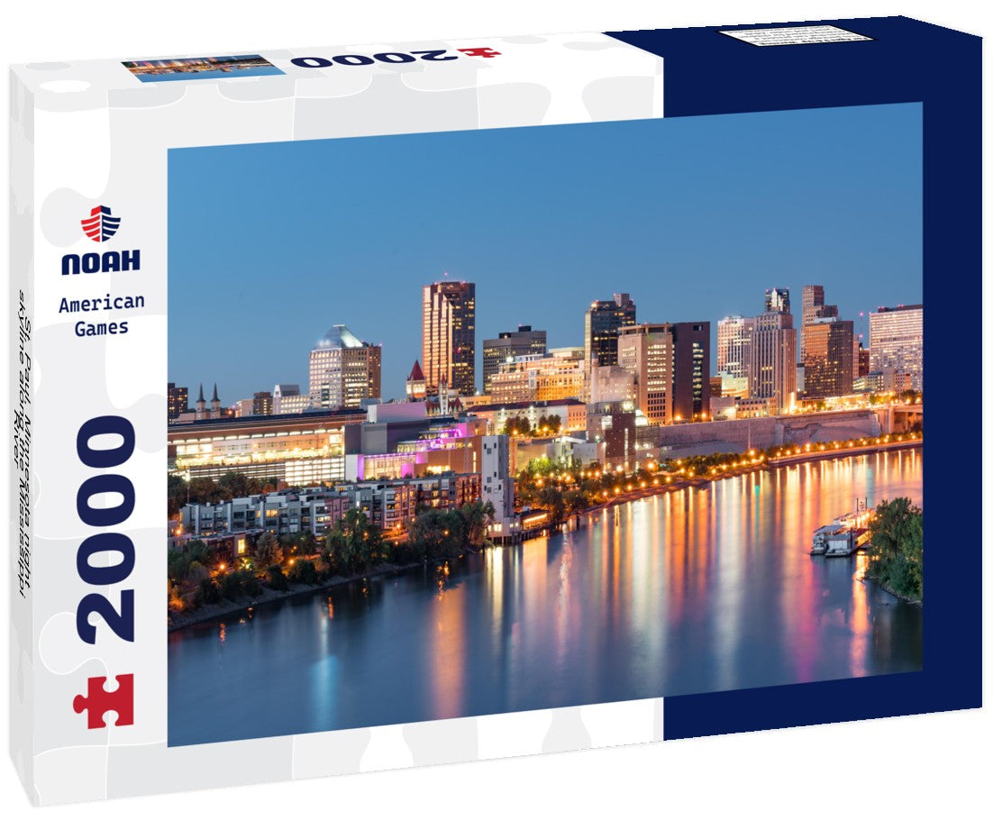 St. Paul, Minnesota night skyline along the Mississippi River 2000pc Puzzle