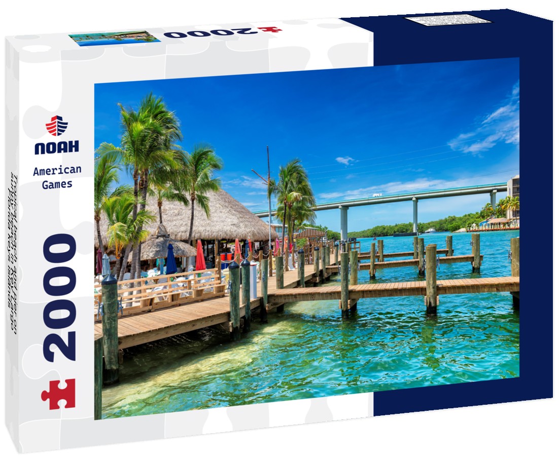 Tropical beach and pier on sunny beach in Key Largo, Florida keys islands 2000pc Puzzle