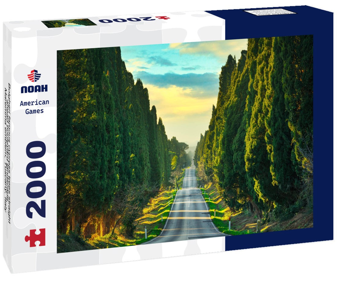 Bolgheri famous cypress trees straight ahead boulevard landscape. Maremma emblem, Tuscany, Italy 2000pc Puzzle