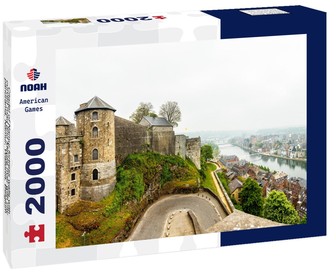 Citadel of Namur fortress walls with curved road and Meuse river with city, Namur, Wallonia, Belgium 2000pc Puzzle