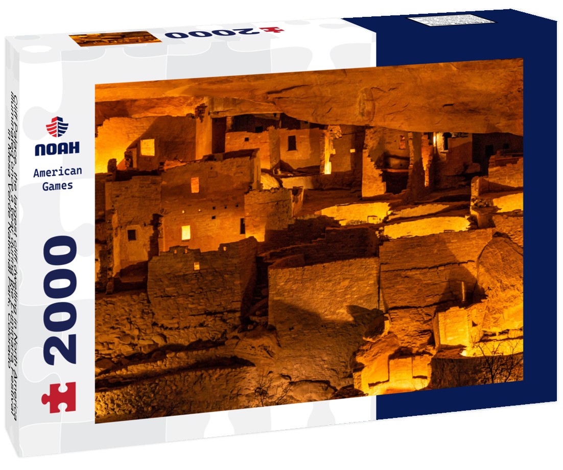 Cliff Palace, the largest cliff dwelling in North America, illuminated once a year during the Luminaria Festival in Mesa Verde National Park, Colorado 2000pc Puzzle