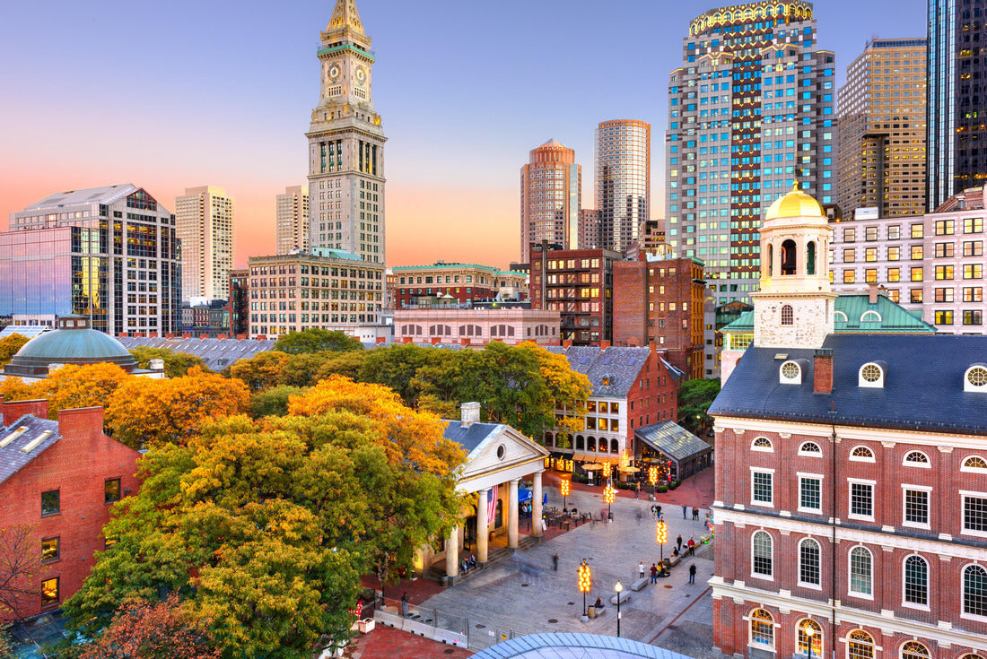Boston, Massachusetts, USA skyline with Faneuil Hall and Quincy Market at dusk 2000pc Puzzle