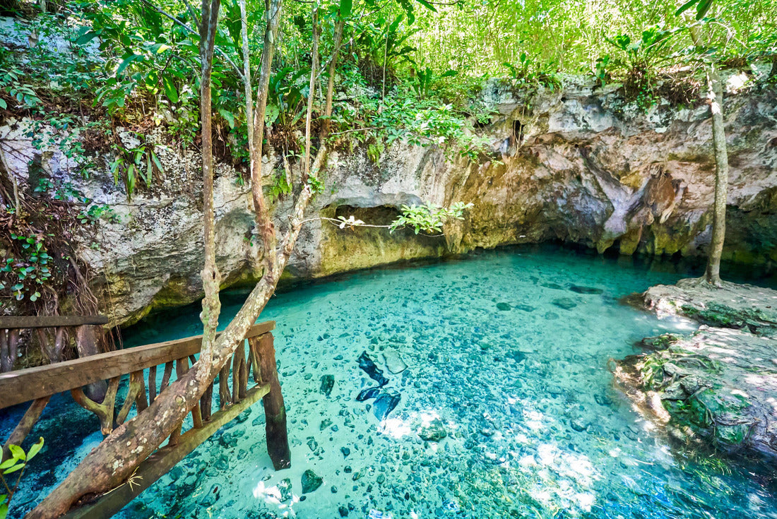 The cave with turquoise water at Gran Cenote in Riviera maya - quintana roo, Mexico 2000pc Puzzle